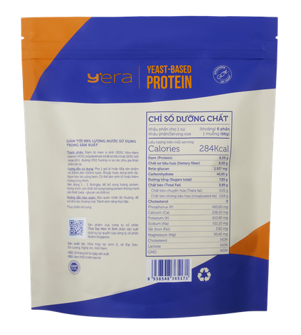 Men vi sinh Yera Protein chứa hàm lượng dinh dưỡng hoàn hảo