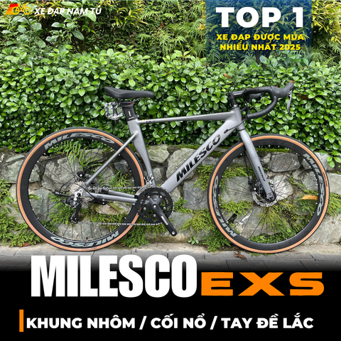  XE ĐẠP ĐUA MILESCO EXS GEN 4, KHUNG NHÔM, TAY ĐỀ LẮC, CỐI NỔ LỚN 
