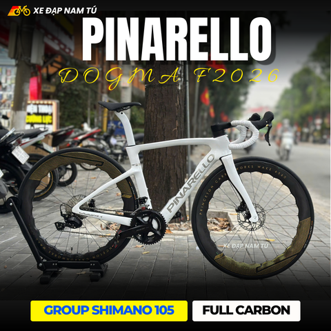  XE ĐẠP ĐUA PINARELLO DOGMA F26 TRẮNG [LẮP RÁP] GROUP SHIMANO 105 JAPAN, VÀNH CARBON PRINCETON 