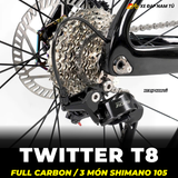  XE ĐẠP ĐUA TWITTER T8 PRO [2026] FULL CARBON, 3 MÓN SHIMANO 105 CAO CẤP 