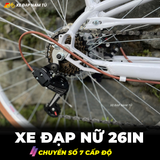  XE ĐẠP NỮ HONGQI KHUNG NHÔM, BÁNH 26IN, KÈM RỔ VÀ ĐỆM BAGA SAU 