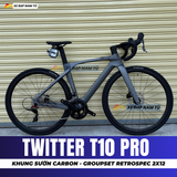  XE ĐẠP ĐUA TWITTER T10 PRO [2026] KHUNG CARBON, GROUP RETROSPEC 2X12, VÀNH NHÔM 