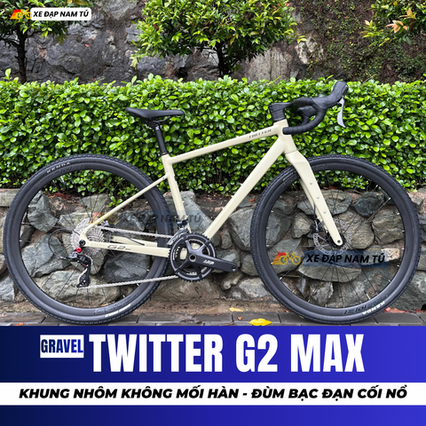  XE ĐẠP ROAD GRAVEL TWITTER G2 MAX GHI ĐÔNG CÁ MẬP, CỐI NỔ ĐÙM BẠC ĐẠN 