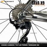  Xe Đạp Touring Sava X9 R7000, Tay Lái Thẳng, Khung Carbon, Group Shimano 105 Cao Cấp, Cối Nổ Lớn 