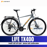  XE ĐẠP TOURING LIFE TX400 CỔ GẬP THÔNG MINH, KÈM BAGA DÈ CHẮN BÙN 