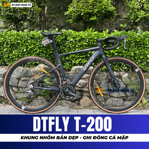  XE ĐẠP ĐUA DTFLY T-200 GHI ĐÔNG CÁ MẬP, GROUPSET SHIMANO, CỐI NỔ LỚN 