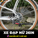  XE ĐẠP NỮ HONGQI KHUNG NHÔM, BÁNH 26IN, KÈM RỔ VÀ ĐỆM BAGA SAU 