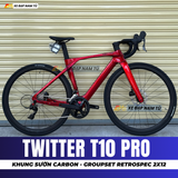  XE ĐẠP ĐUA TWITTER T10 PRO [2026] KHUNG CARBON, GROUP RETROSPEC 2X12, VÀNH NHÔM 