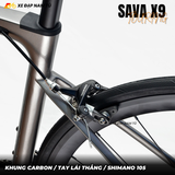  Xe Đạp Touring Sava X9 R7000, Tay Lái Thẳng, Khung Carbon, Group Shimano 105 Cao Cấp, Cối Nổ Lớn 