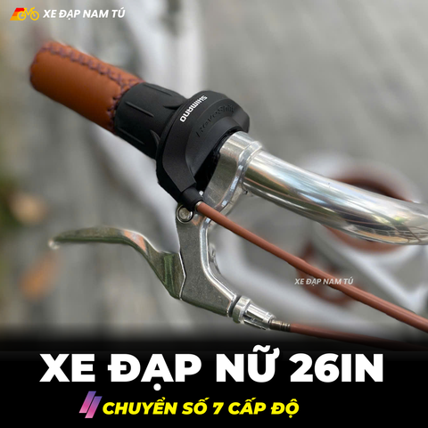  XE ĐẠP NỮ HONGQI KHUNG NHÔM, BÁNH 26IN, KÈM RỔ VÀ ĐỆM BAGA SAU 