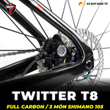  XE ĐẠP ĐUA TWITTER T8 PRO [2026] FULL CARBON, 3 MÓN SHIMANO 105 CAO CẤP 