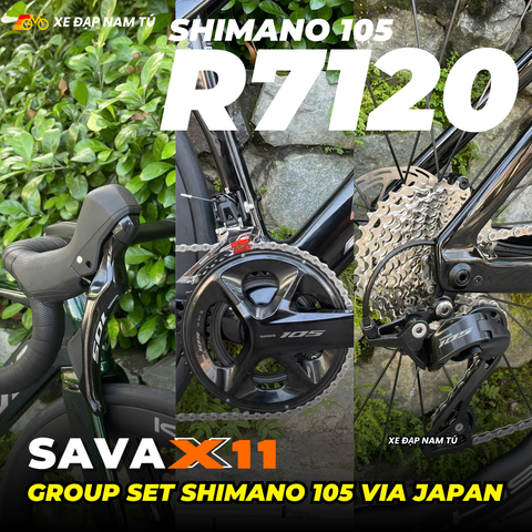  XE ĐẠP ĐUA SAVA X11 KHUNG CARBON (UCI), GROUP SHIMANO 105 R7120 NHẬT BẢN, BẠC ĐẠN CỐI NỔ LỚN 