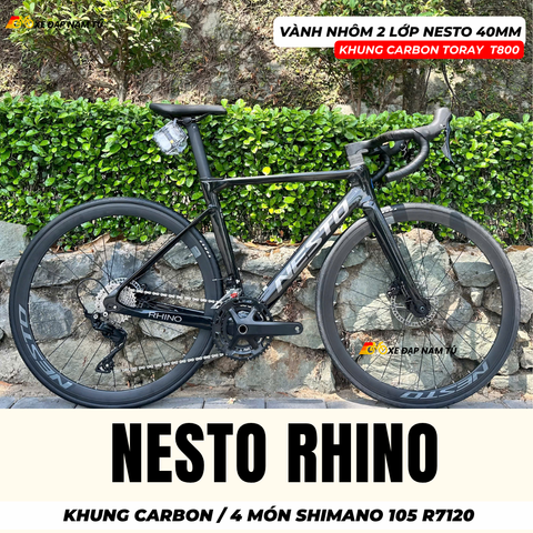  Xe Đạp Đua Nesto RHINO – Carbon Toray T800, Group Shimano 105 R7120, Phanh Dầu Thủy Lực 