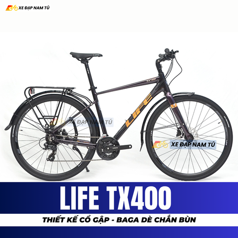  XE ĐẠP TOURING LIFE TX400 CỔ GẬP THÔNG MINH, KÈM BAGA DÈ CHẮN BÙN 