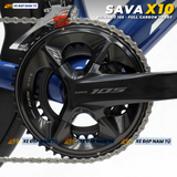  XE ĐẠP ĐUA SAVA X10 FULL CARBON, GROUPSET SHIMANO 105 R7120 