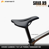  Xe Đạp Touring Sava X9 R7000, Tay Lái Thẳng, Khung Carbon, Group Shimano 105 Cao Cấp, Cối Nổ Lớn 