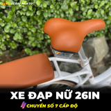  XE ĐẠP NỮ HONGQI KHUNG NHÔM, BÁNH 26IN, KÈM RỔ VÀ ĐỆM BAGA SAU 