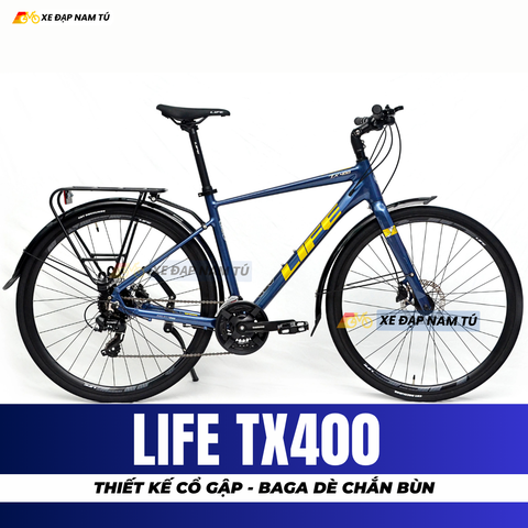  XE ĐẠP TOURING LIFE TX400 CỔ GẬP THÔNG MINH, KÈM BAGA DÈ CHẮN BÙN 