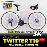  XE ĐẠP ĐUA TWITTER T10 PRO [2026] FULL CARBON, 2 MÓN SHIMANO 105 CAO CẤP 