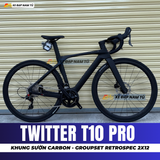  XE ĐẠP ĐUA TWITTER T10 PRO [2026] KHUNG CARBON, GROUP RETROSPEC 2X12, VÀNH NHÔM 