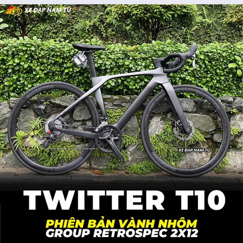  XE ĐẠP ĐUA TWITTER T10 [2026] CARBON, GROUP RETROSPEC 2X12, VÀNH NHÔM 