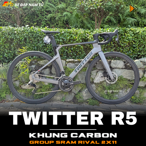  XE ĐẠP ĐUA TWITTER R5, KHUNG CARBON, GROUP SRAM RIVAL 2X11 