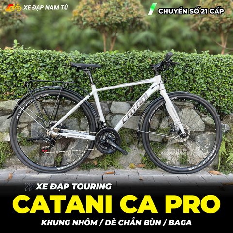  XE ĐẠP TOURING CATANI CA PRO BÁNH 700C KÈM DÈ VÀ BAGA SAU 