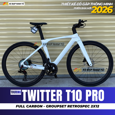  XE ĐẠP TOURING TWITTER T10 RS24 [2026] THIẾT KẾ CỔ GẬP, TAY LÁI THẲNG, GROUP RETROSPEC 2X12, PHANH DẦU THỦY LỰC 