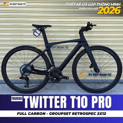  XE ĐẠP TOURING TWITTER T10 RS24 [2026] THIẾT KẾ CỔ GẬP, TAY LÁI THẲNG, GROUP RETROSPEC 2X12, PHANH DẦU THỦY LỰC 
