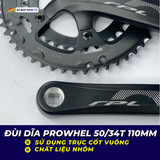  ĐÙI ĐĨA NHÔM PROWHELL 50/34T - 2 Phân loại: Trục giữa Cốt Vuông & Cốt Rỗng 