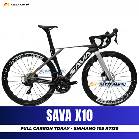  XE ĐẠP ĐUA SAVA X10 FULL CARBON, GROUPSET SHIMANO 105 R7120 