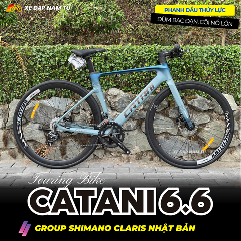  XE ĐẠP TOURING CATANI CA 6.6 - KHUNG ĐÚC NGUYÊN KHỐI, GROUP SHIMANO CLARIS, PHANH DẦU, CỐI NỔ LỚN 