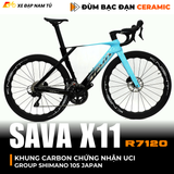  XE ĐẠP ĐUA SAVA X11 KHUNG CARBON (UCI), GROUP SHIMANO 105 NHẬT BẢN, ĐÙM BẠC ĐẠN CERAMIC 