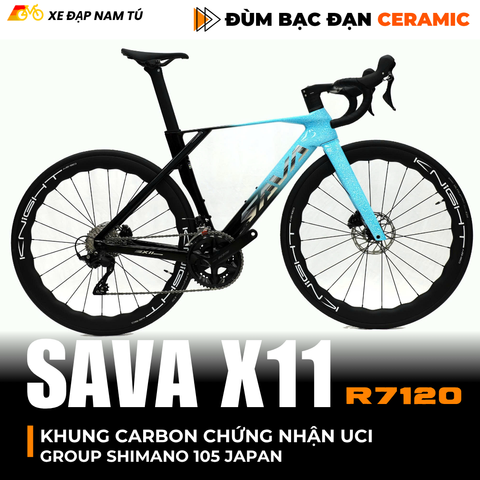  XE ĐẠP ĐUA SAVA X11 KHUNG CARBON (UCI), GROUP SHIMANO 105 NHẬT BẢN, ĐÙM BẠC ĐẠN CERAMIC 