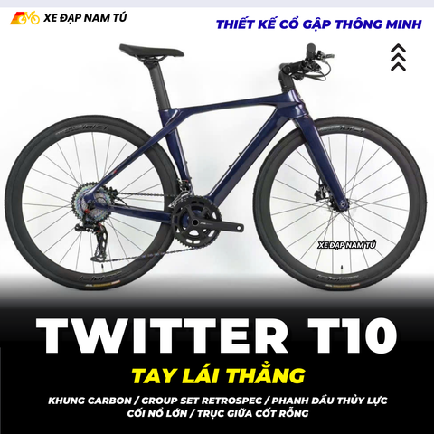  XE ĐẠP TOURING TWITTER T10 PRO [2026] TAY LÁI THẲNG, GROUP RETROSPEC 2X12, PHANH DẦU THỦY LỰC 