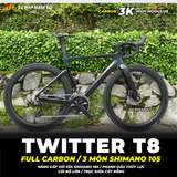  XE ĐẠP ĐUA TWITTER T8 PRO [2026] FULL CARBON, 3 MÓN SHIMANO 105 CAO CẤP 