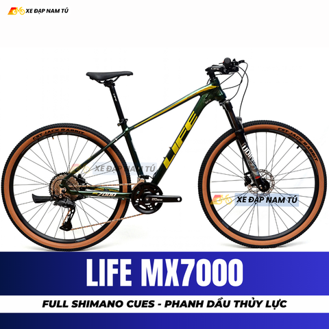  XE ĐẠP ĐỊA HÌNH LIFE MX7000 FULL SHIMANO CUES, PHANH DẦU THỦY LỰC, KHUNG NHÔM KHÔNG MỐI HÀN 