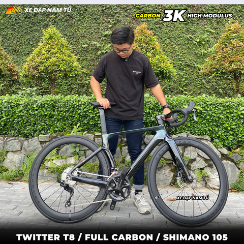  XE ĐẠP ĐUA TWITTER T8 PRO [2026] FULL CARBON, 3 MÓN SHIMANO 105 CAO CẤP 