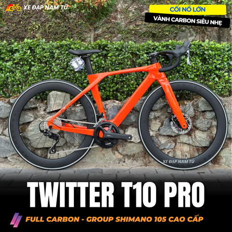 XE ĐẠP ĐUA TWITTER T10 PRO [2026] FULL CARBON, 2 MÓN SHIMANO 105 CAO CẤP, VÀNH CARBON 6CM 