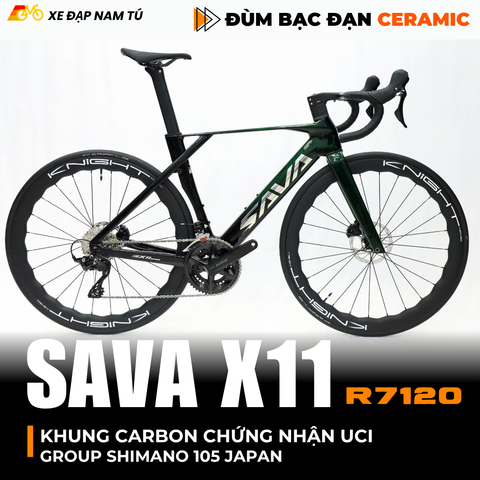  XE ĐẠP ĐUA SAVA X11 KHUNG CARBON (UCI), GROUP SHIMANO 105 NHẬT BẢN, ĐÙM BẠC ĐẠN CERAMIC 