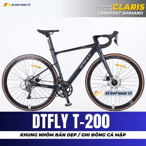 XE ĐẠP ĐUA DTFLY T-200 GHI ĐÔNG CÁ MẬP, GROUPSET SHIMANO, CỐI NỔ LỚN 