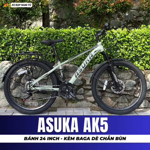  XE ĐẠP TRẺ EM ASUKA AK5 BÁNH 24IN, KÈM DÈ VÀ BAGA 