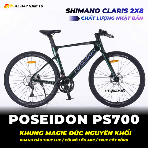  XE ĐẠP TOURING POSEIDON PS700, KHUNG MAGIE ĐÚC NGUYÊN KHỐI, GROUP SHIMANO CLARIS NHẬT BẢN, PHANH DẦU, CỐI NỔ LỚN 