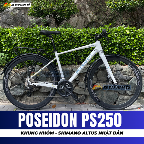  XE ĐẠP TOURING POSEIDON PS250, KHUNG NHÔM, CÀNG NHÔM, CỐI NỔ, PHANH DẦU, GROUP SHIMANO ALTUS 