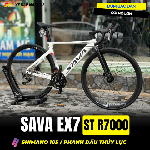  Xe Đạp Đua SAVA EX7 ST R7000 | Khung Nhôm UCI, Shimano 105, Phanh Dầu Thủy Lực, Cối Nổ Lớn 