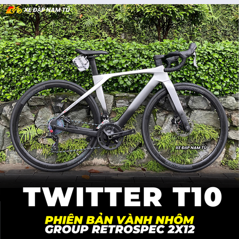  XE ĐẠP ĐUA TWITTER T10 [2026] CARBON, GROUP RETROSPEC 2X12, VÀNH NHÔM 