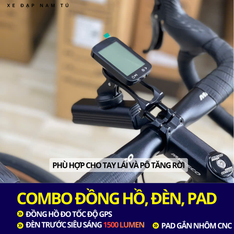  COMBO ĐÈN TRƯỚC, ĐỒNG HỒ ĐO TỐC ĐỘ GPS, KÈM PAD GẮN GHI ĐÔNG RỜI 