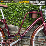  XE ĐẠP NỮ CALIFORNIA MODELTIME CACAO, BÁNH 26 IN, KHUNG NHÔM, KÈM RỔ VÀ BAGA SAU 
