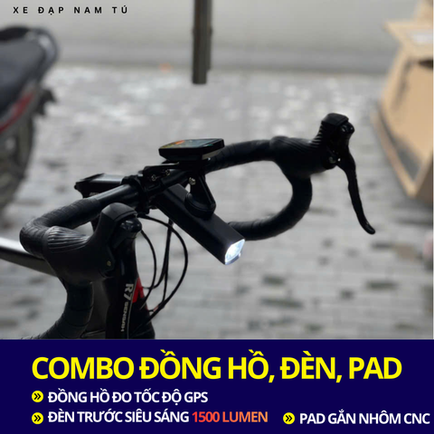 COMBO ĐÈN TRƯỚC, ĐỒNG HỒ ĐO TỐC ĐỘ GPS, KÈM PAD GẮN GHI ĐÔNG RỜI 