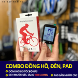  COMBO ĐÈN TRƯỚC ROCKBROS, ĐỒNG HỒ ĐO TỐC ĐỘ GPS, KÈM PAD GẮN GHI ĐÔNG LIỀN 